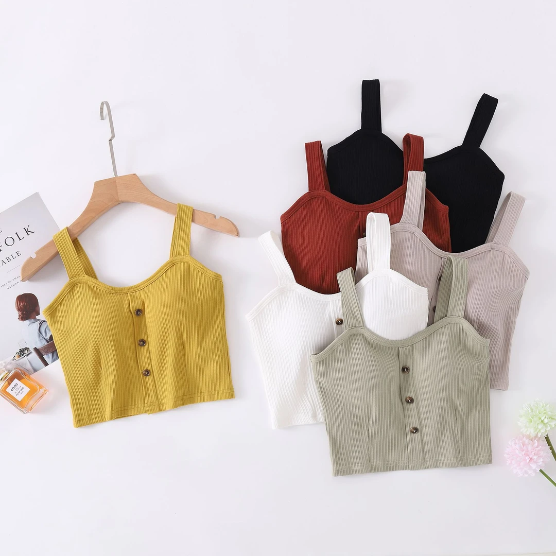 带胸垫吊带背心女外穿夏性感露脐装罩杯一体式无钢圈免穿文胸内衣