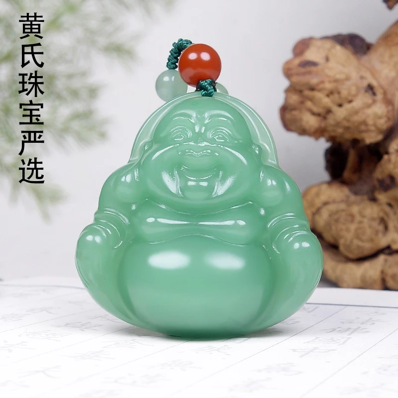 新疆阿克苏东陵玉绿色大佛公吊坠毛衣链时尚百搭颜色微差纹理随机