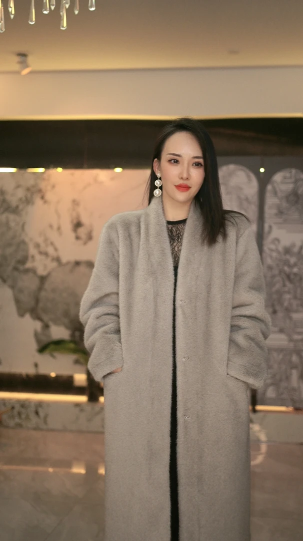 (玲嘉中长款)2024新款气质时尚秋冬中长款保暖外套