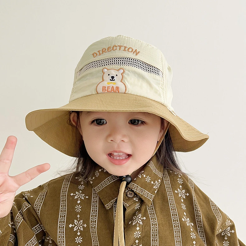 宝宝渔夫帽春秋透气遮阳帽儿童防晒洋气女童太阳帽大檐男童防晒帽