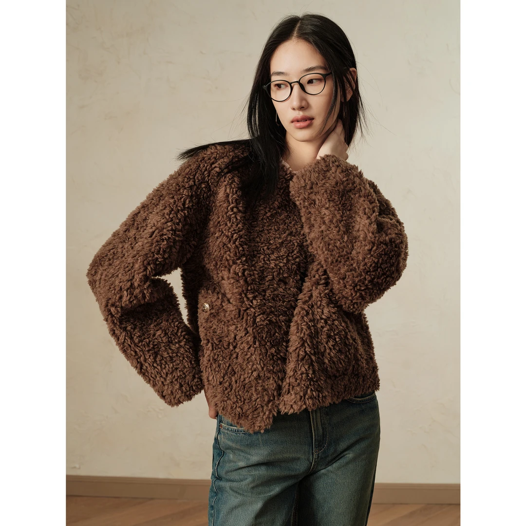 玖姿安娜蔻JTED40509优雅淑女气质老钱小香风短款圆领外套女24冬