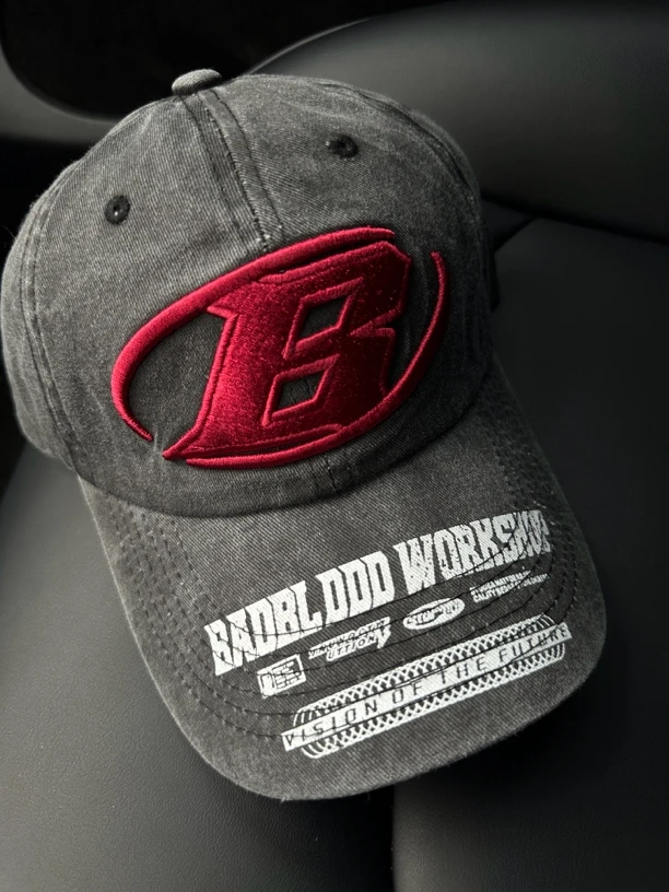 韩国男女街头潮牌个性大标重工刺绣鸭舌棒球帽复古水洗做旧显脸小