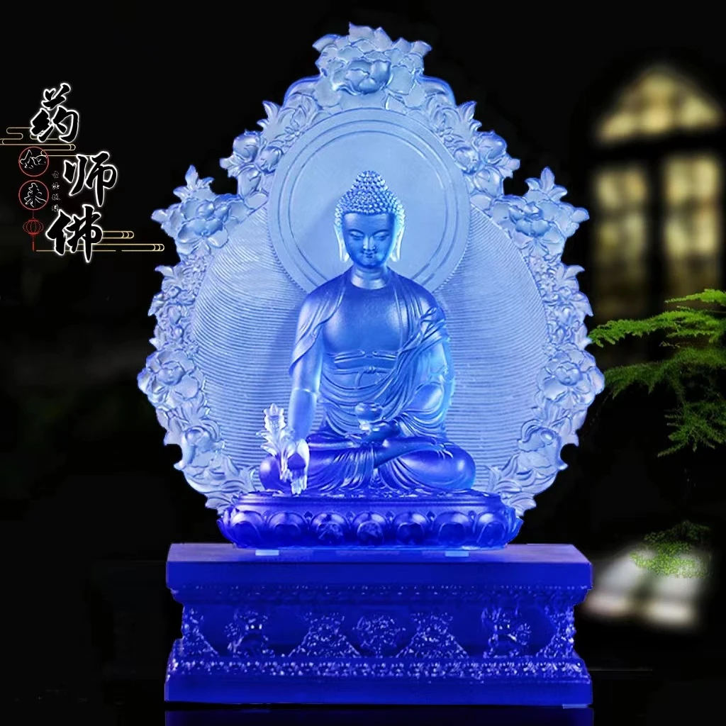 1米古法琉璃药师光如来家居中式F堂摆件F具背板药师F大医王F
