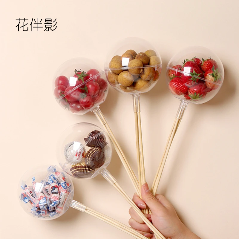 花伴影圣诞苹果水果太空舱圆形透明包装盒平安果diy鲜花包装材料