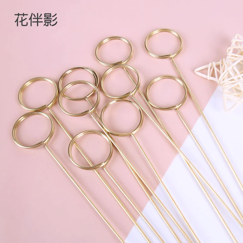 花伴影金属花插杆明信卡片花篮夹鲜花店花束装饰镀金韩式花艺贺卡