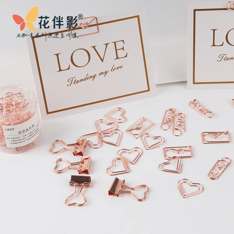 花艺名片夹创意回形针花艺材料手工办公工具回形针花束鲜花卡片夹