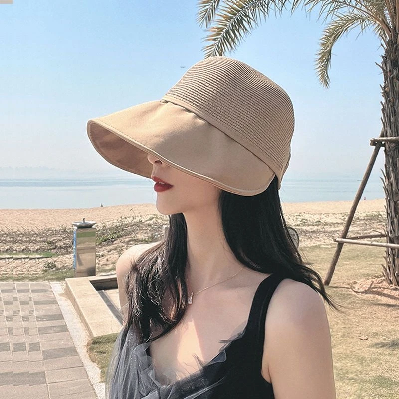 遮阳帽子女夏季透气草帽沙滩大檐防晒太阳帽出游百搭显脸小鸭舌帽