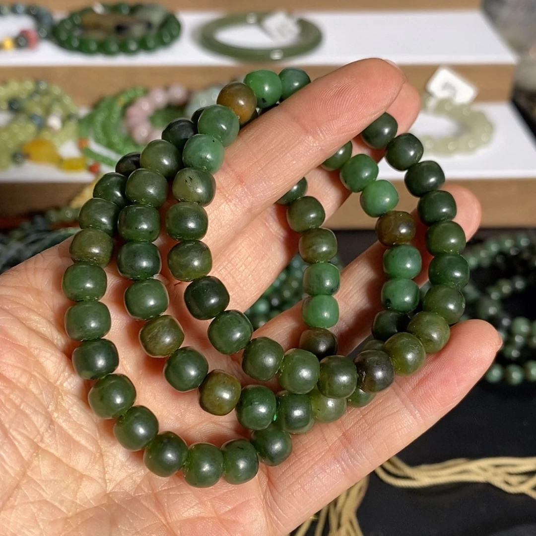 【闪购商品】和田玉手链未镶嵌8×7碧玉籽料拍一发一多样性发