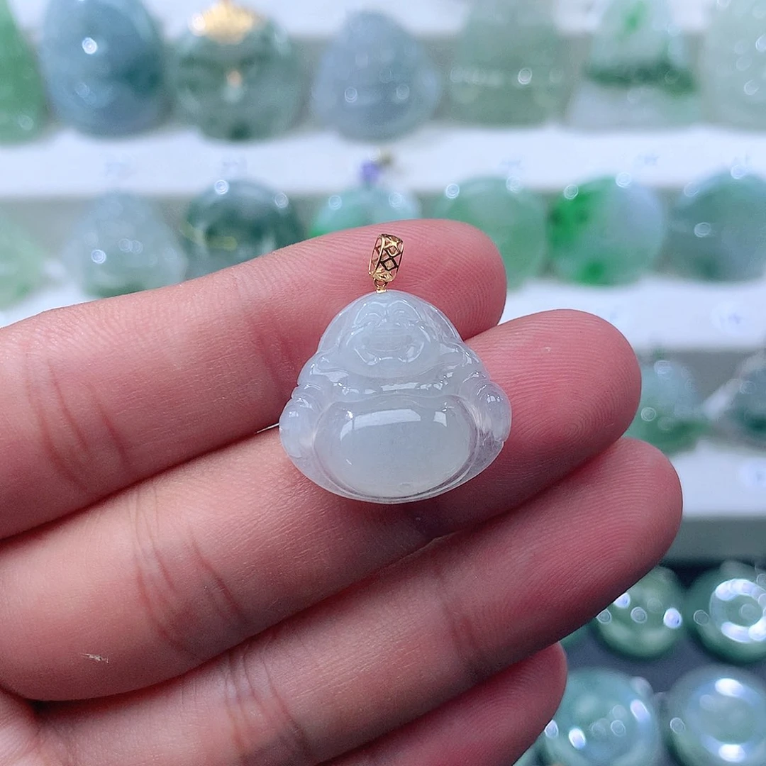 翡翠吊坠(不含链)18K金镶嵌