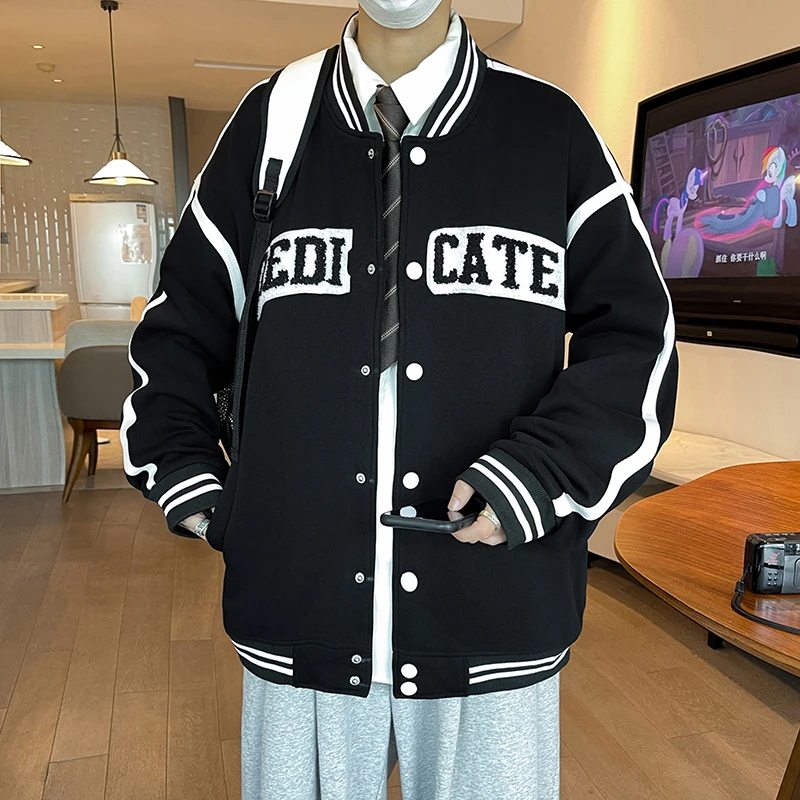 外套男孩大童潮牌帅气春装初中生学生男装棒球服夹克加厚保暖