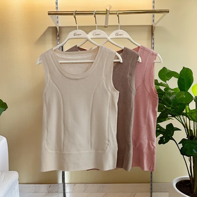 caser女士加厚保暖背心暖姜绒前后贴片马甲BJ53-3132-G