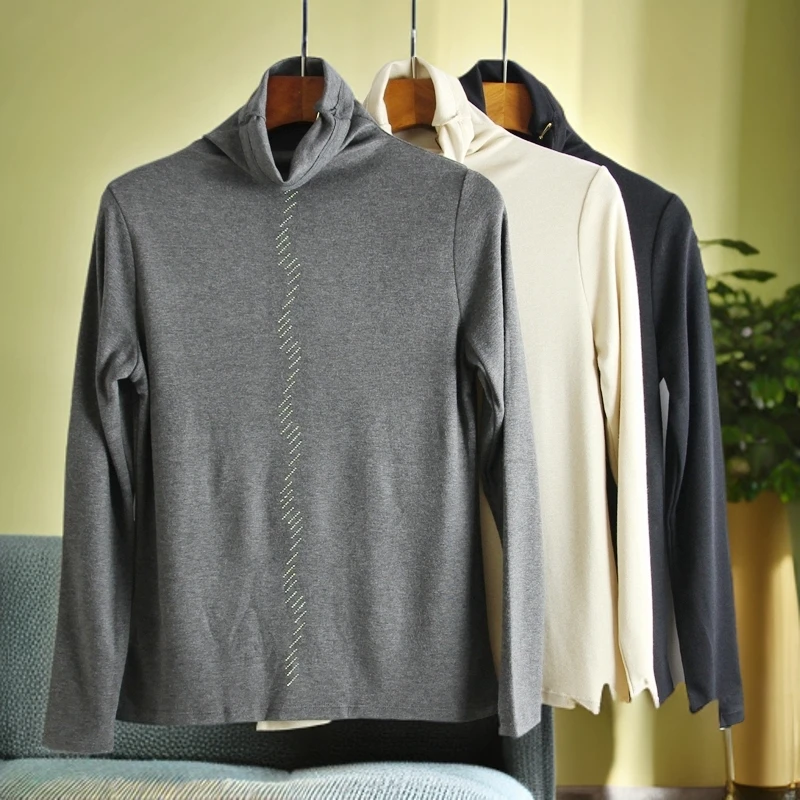 女士高领秋衣打底衫馨思特堆领 发热打底衫保暖上衣内衣BE561121