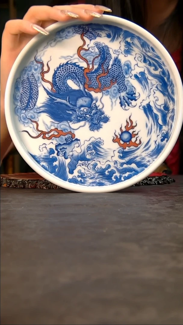 【闪购商品】青花手绘龙纹壶承