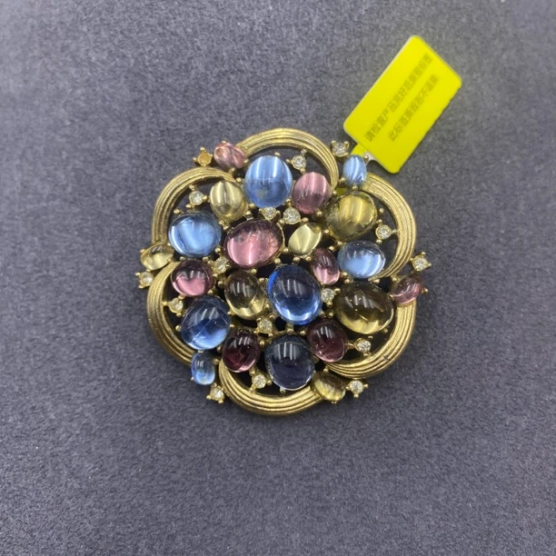 合金胸针 LL 中古首饰vintage Trifair琉璃胸针