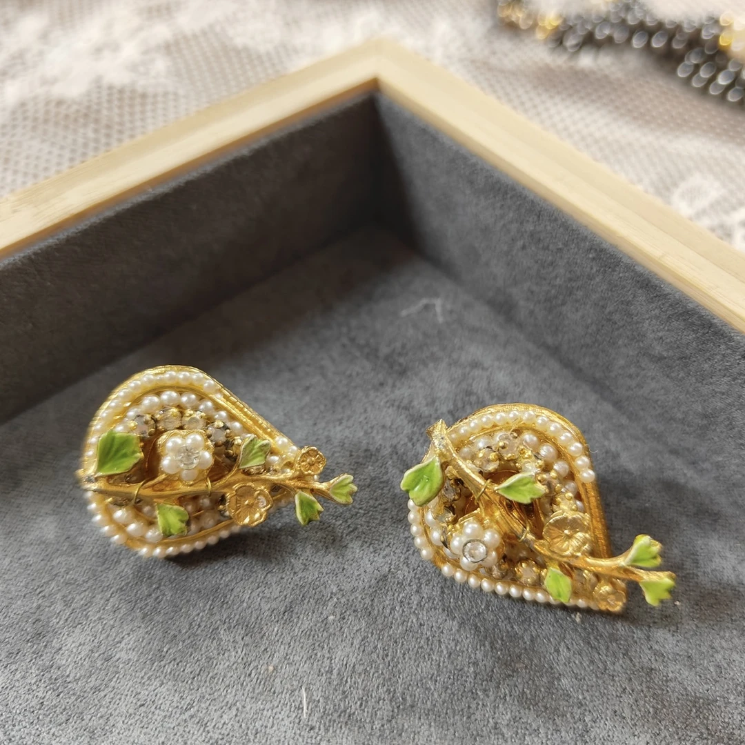 合金耳饰 ZZ 合集首饰复古绿色耳夹组