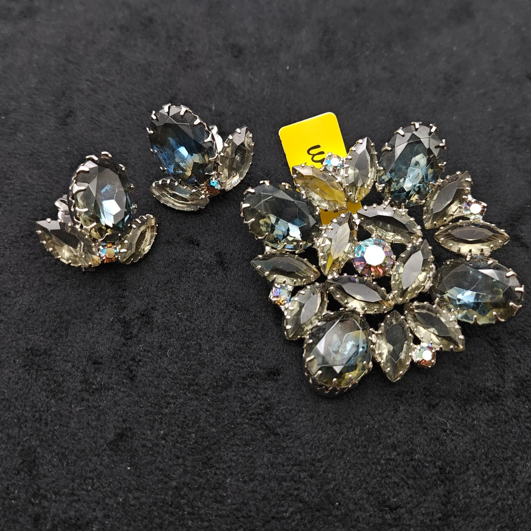 合金胸针 PP中古首饰vintage莱茵石胸针套装