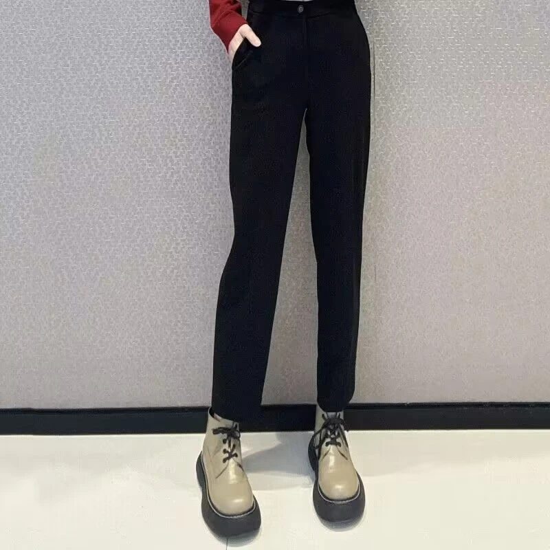 商场同款春秋新品女士职场裤子百搭经典中高腰烟管裤西裤1100507