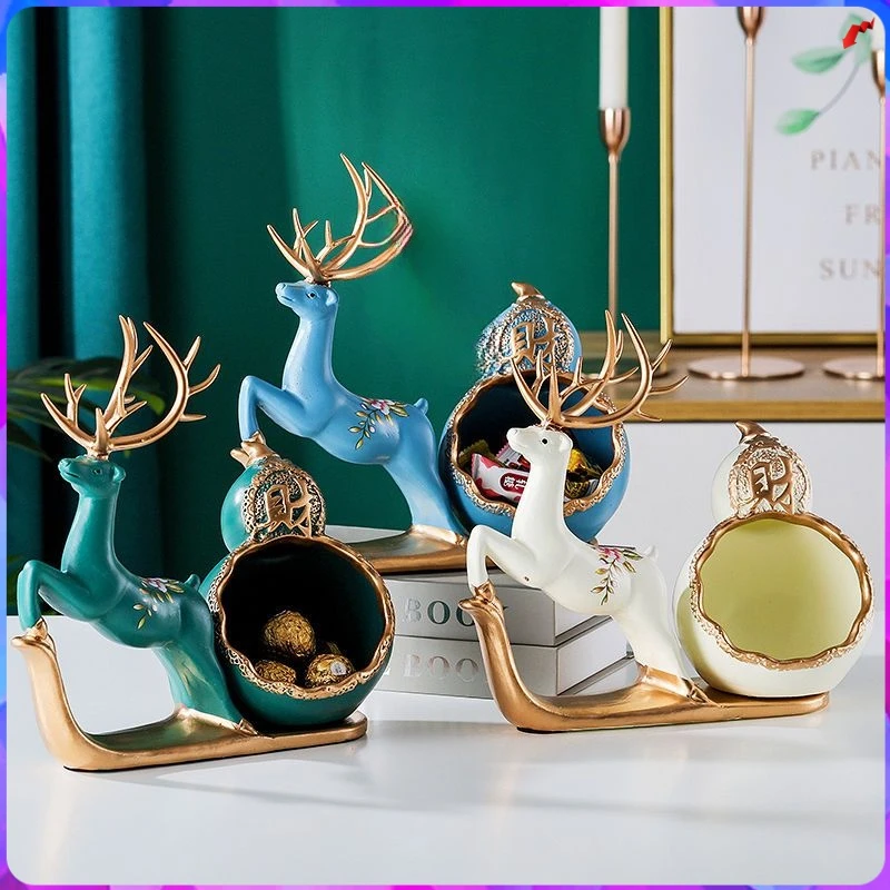 厂家创意鞋柜门口玄关钥匙收纳盒现代轻奢麋鹿装饰品摆件乔迁新居