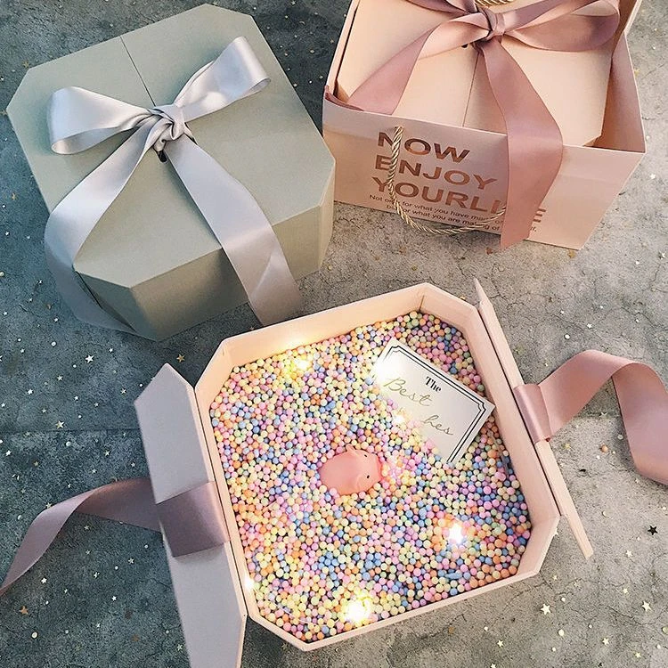 礼品空盒ins礼盒包装盒情人节春节生日送男女朋友伴娘八角礼物盒