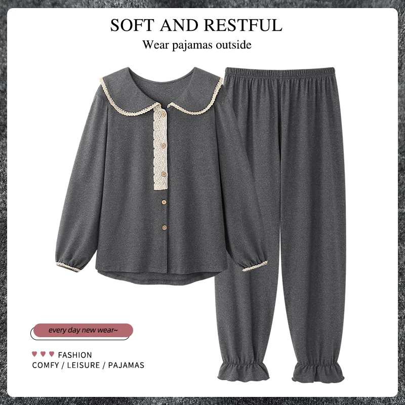 秋冬款季长袖新款小香开衫宽松版秋冬季女士睡衣家居服