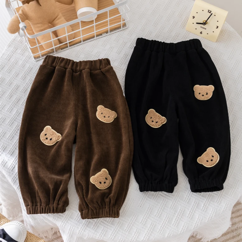 2024新儿童卡通小熊可爱外穿长裤男女宝宝春秋装裤子宝宝休闲卫裤