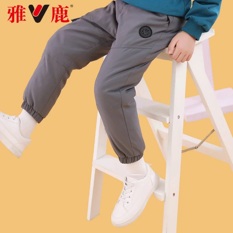 雅鹿官旗儿童男女童加厚羽绒裤宝宝外穿加厚棉裤长裤男童保暖冬季