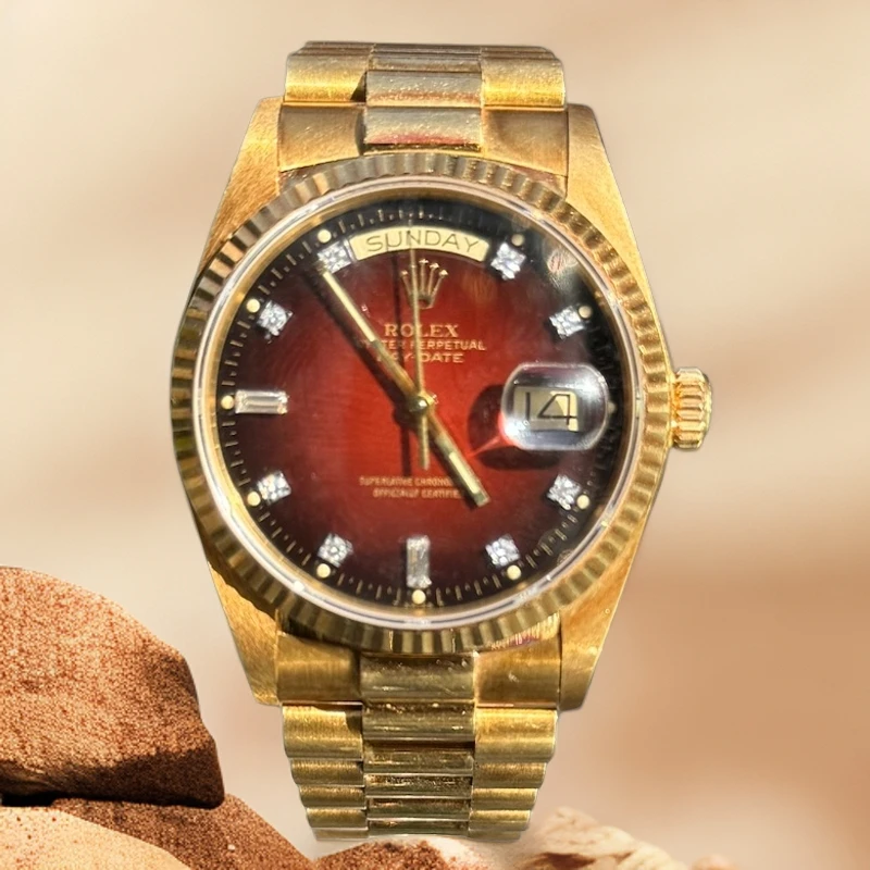 95新 Rolex/劳力士 单表/星期日历-18038/烟熏红/36表径