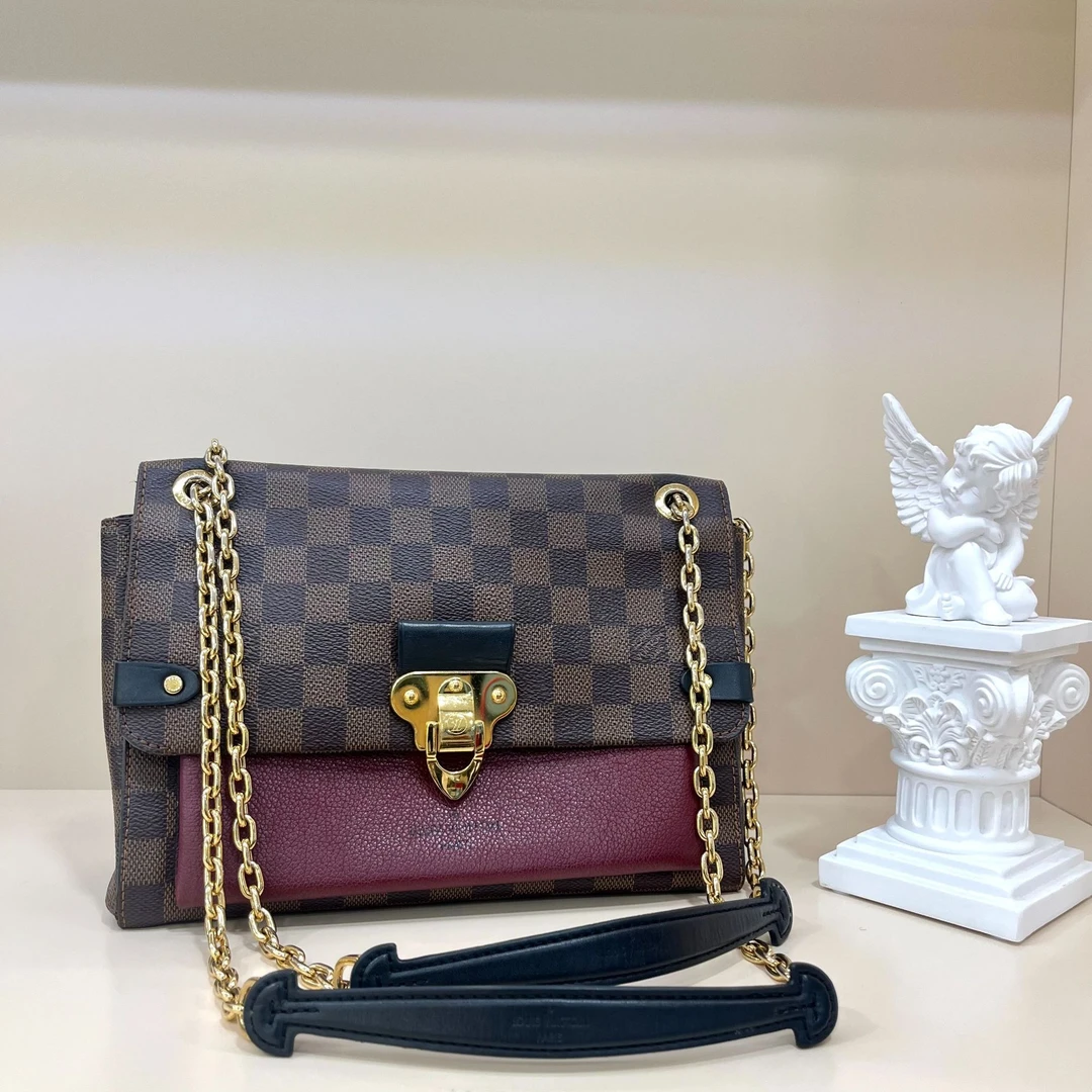 99新 LV lV棋盘格链条包