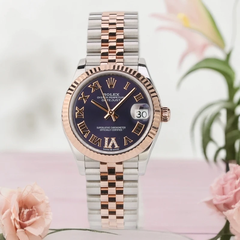 99新 Rolex/劳力士 女装日志 31mm/278271/紫盘/罗马刻/23年全套