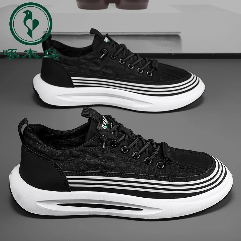 【正品】啄木鸟百搭一脚蹬男鞋夏季2024新款青少年舒适运动鞋透气