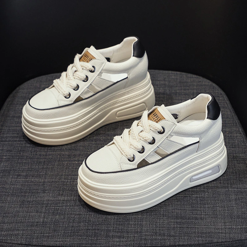 增高8CM厚底2024年夏季女鞋新款小个子百搭松糕跟休闲鞋网红时尚