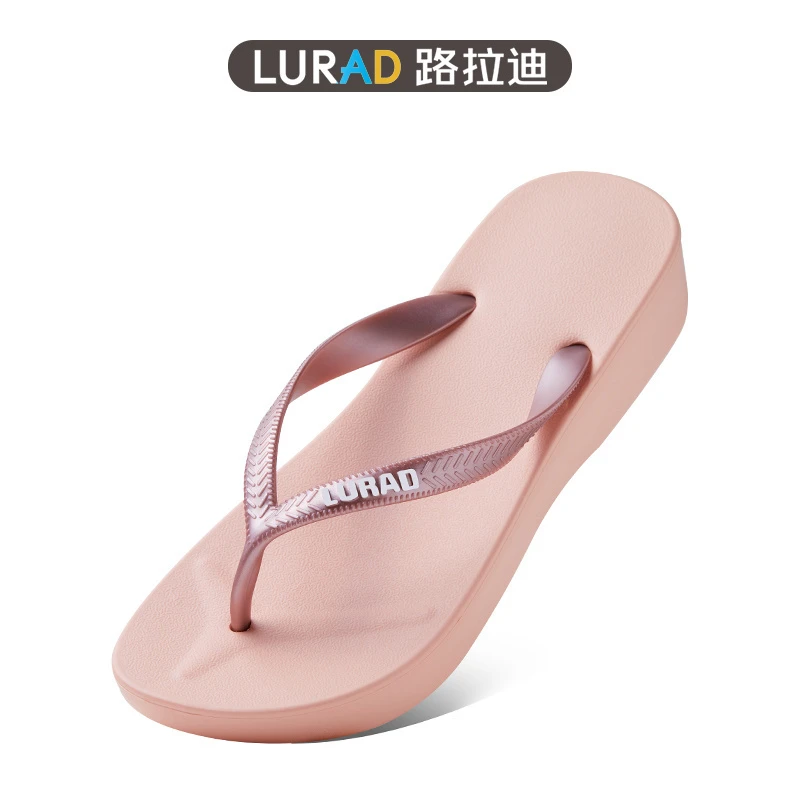 路拉迪路拉迪中跟人字拖女夏季厚底外穿夹脚凉拖鞋海边坡跟沙滩鞋