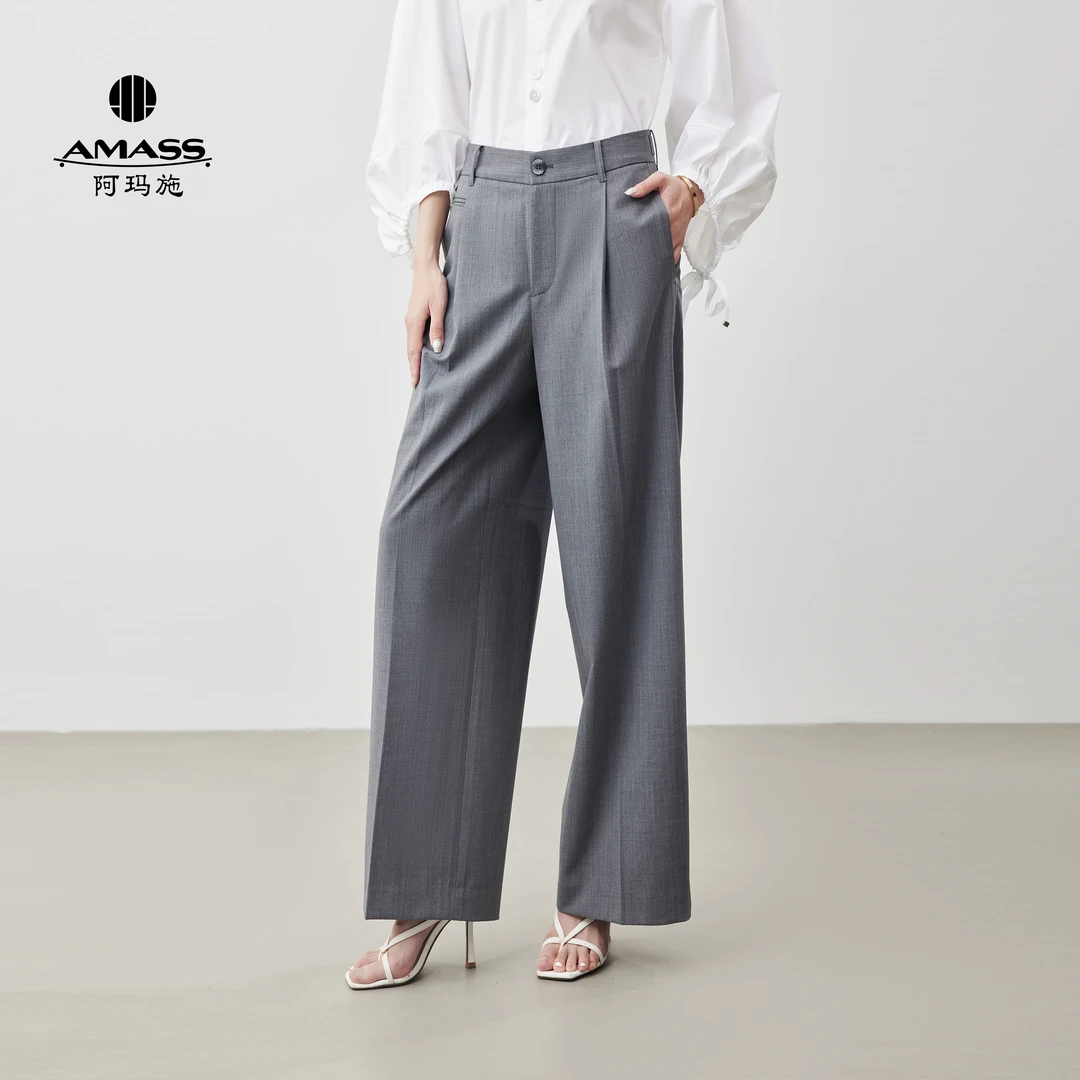 AMASS/阿玛施气质宽松舒适时尚百搭长款阔腿裤5100649-253841-001