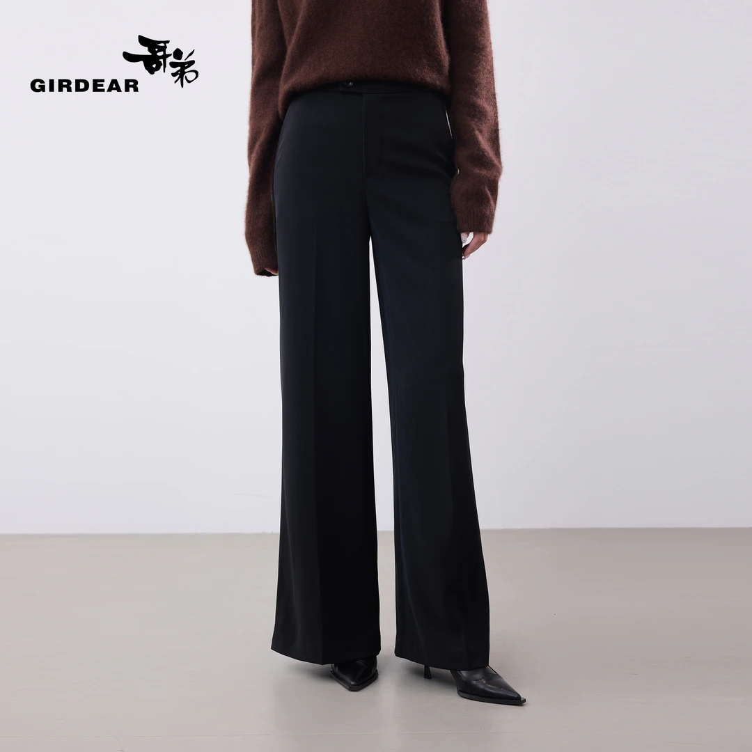 GIRDEAR/哥弟气质优雅高腰显瘦宽松百搭显腿长阔腿裤110015-42382