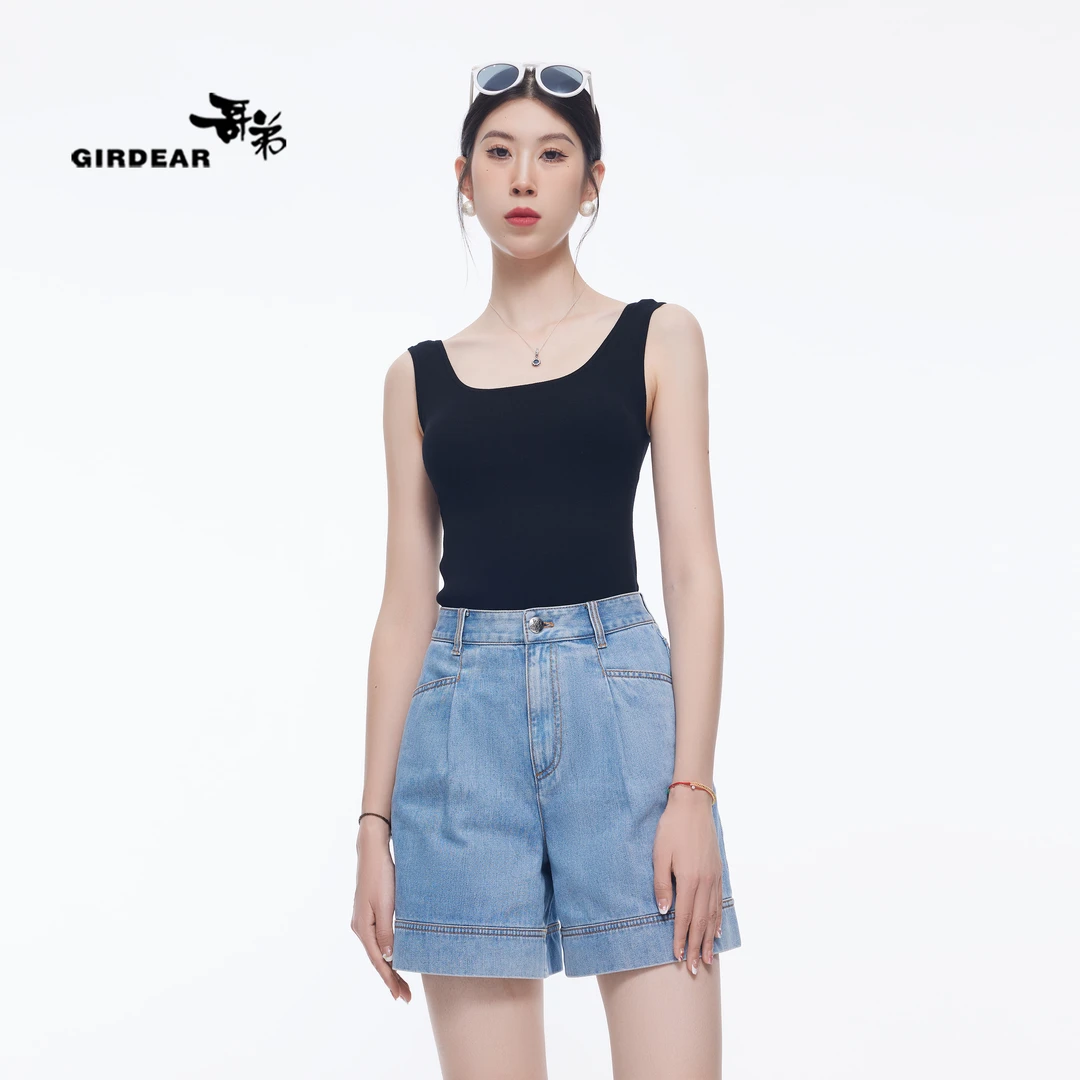 GIRDEAR/哥弟短款U型圆领修身显瘦百搭打底针织背心1399624-1T464