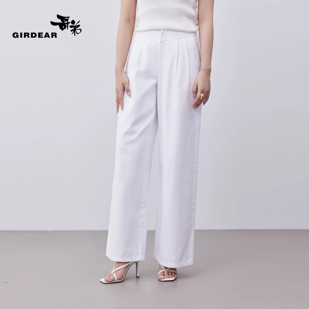 GIRDEAR/哥弟复古时尚高腰舒适百搭潮流宽松阔腿裤-1100495-20533