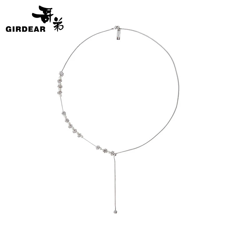 GIRDEAR/哥弟 铜合金仿珍珠项链 简约拼接时尚坠链1900485-9X902-