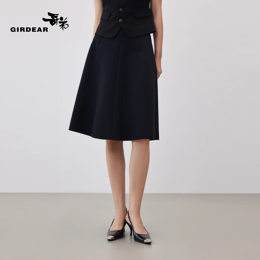 GIRDEAR/哥弟记忆面料时尚气质显瘦挺括A摆半身裙1200256-2036211