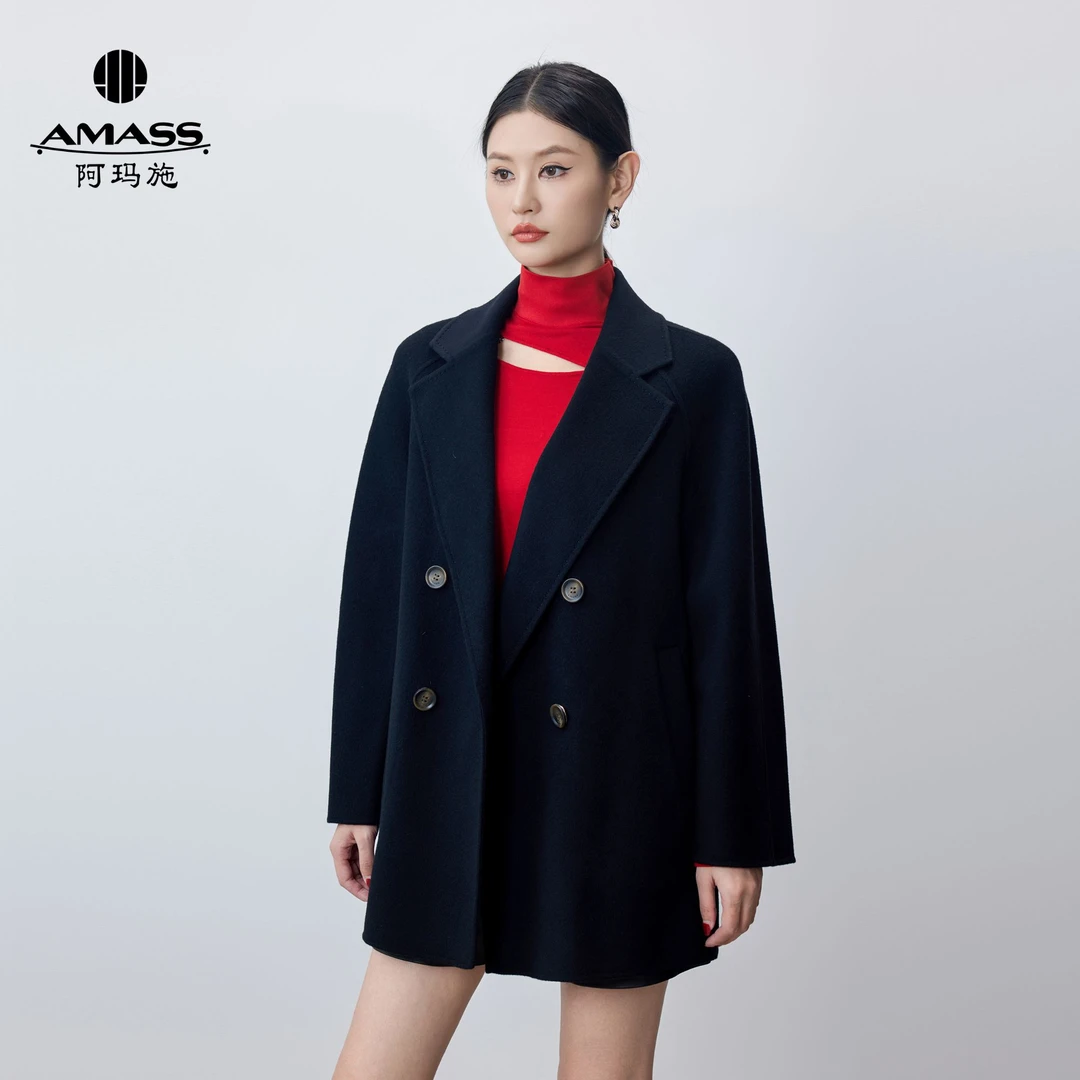 AMASS/阿玛施气质经典质感百搭廓形翻领双面呢外套-5400833-71003