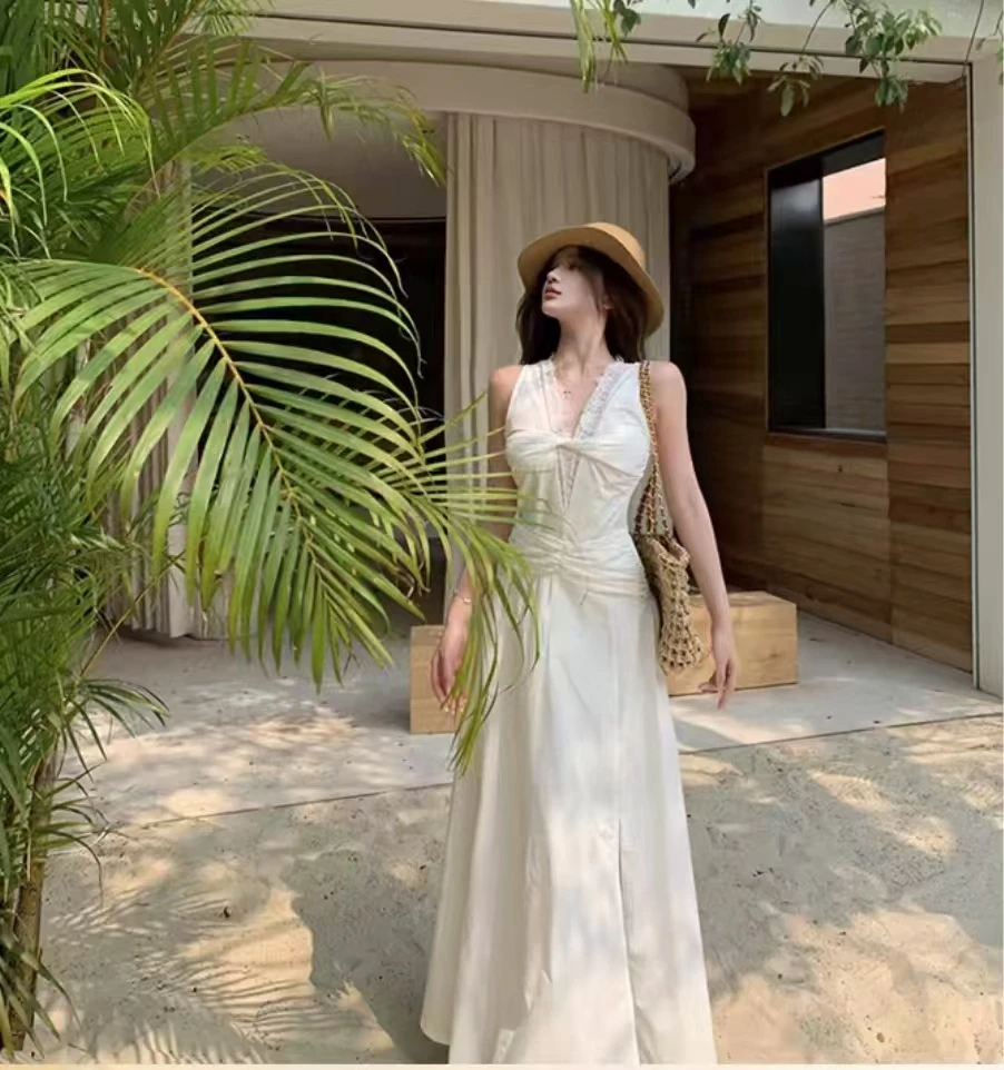 清仓瑕 法式纯欲蕾丝超好看气质连衣裙女夏季新款法式a字长款裙子