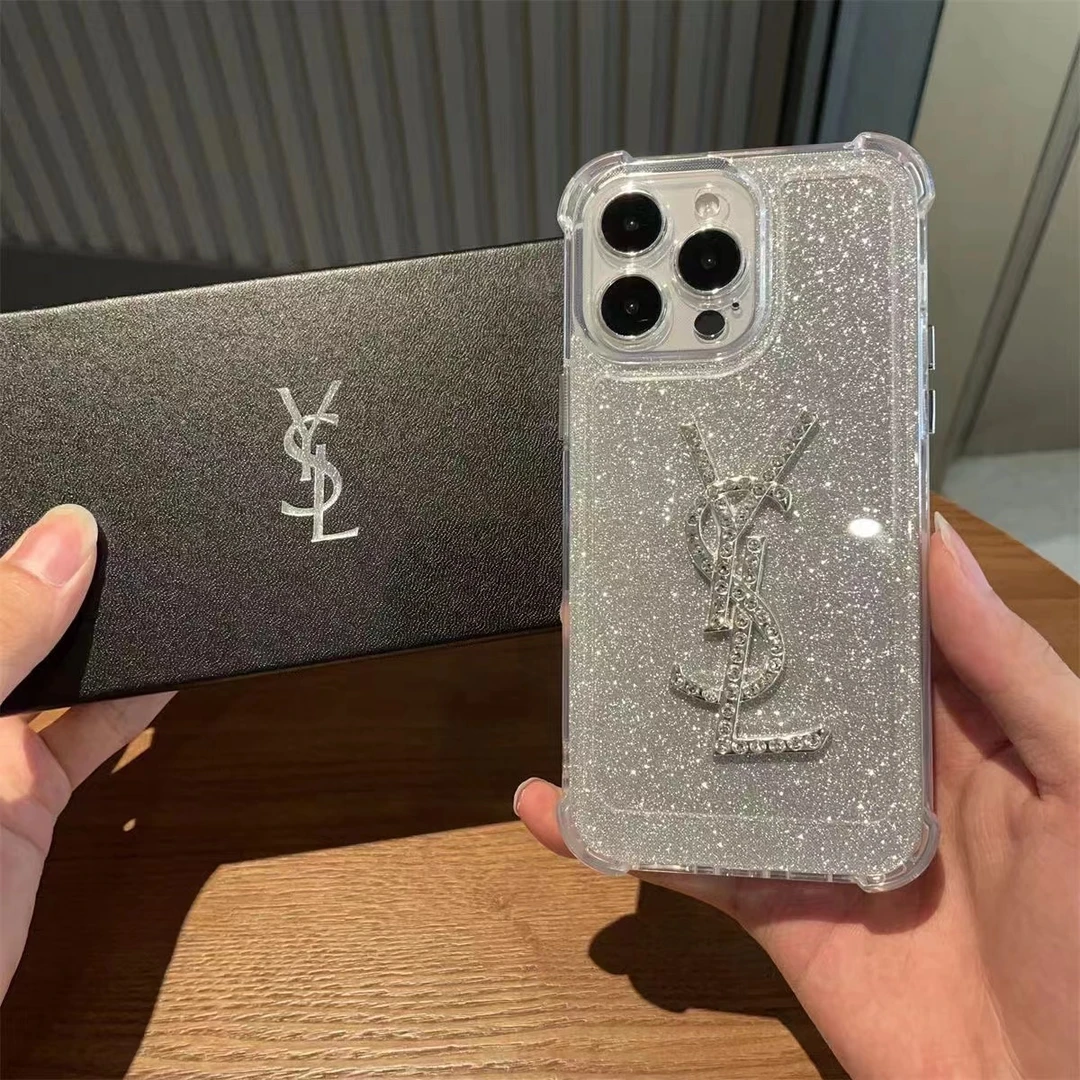 大牌圣罗兰苹果15promax手机壳iPhone14pro高级水钻13p奢华12p/11