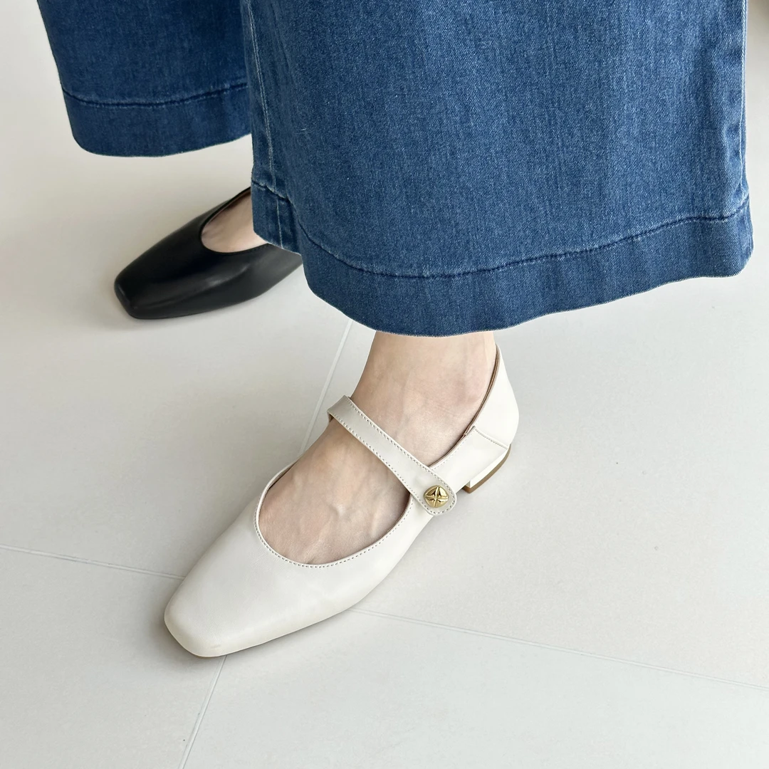 【里外真皮】仙女款呀~超软春季温柔低跟银色玛丽珍单鞋女奶奶鞋