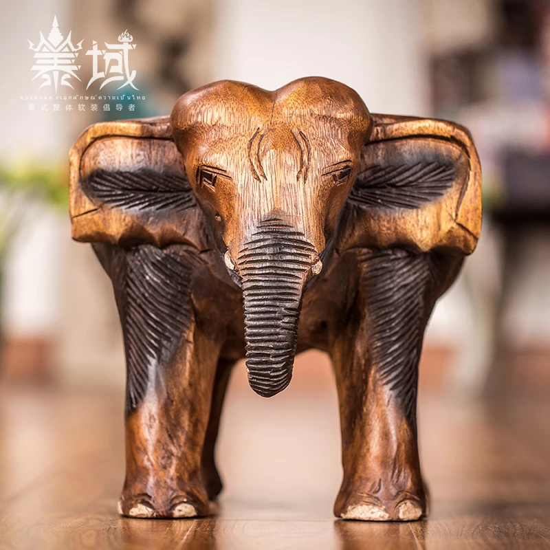 泰域泰式实木大象凳子墩木凳换鞋凳实木矮凳东南亚风格家具E2-128