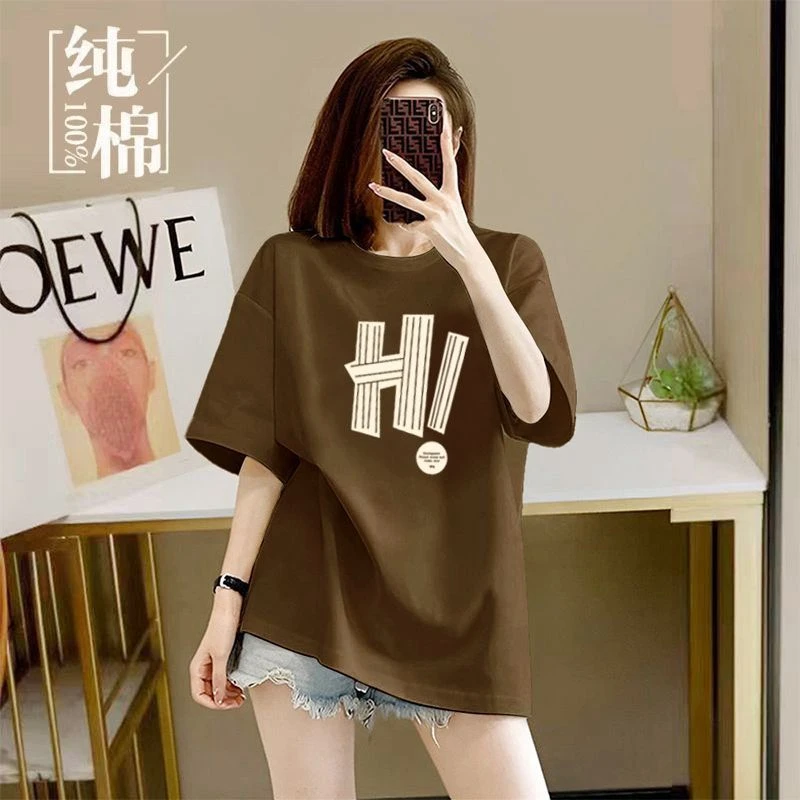 胖妹妹纯棉短袖t恤女宽松显瘦夏季韩版百搭夏天半袖ins粉色上衣服