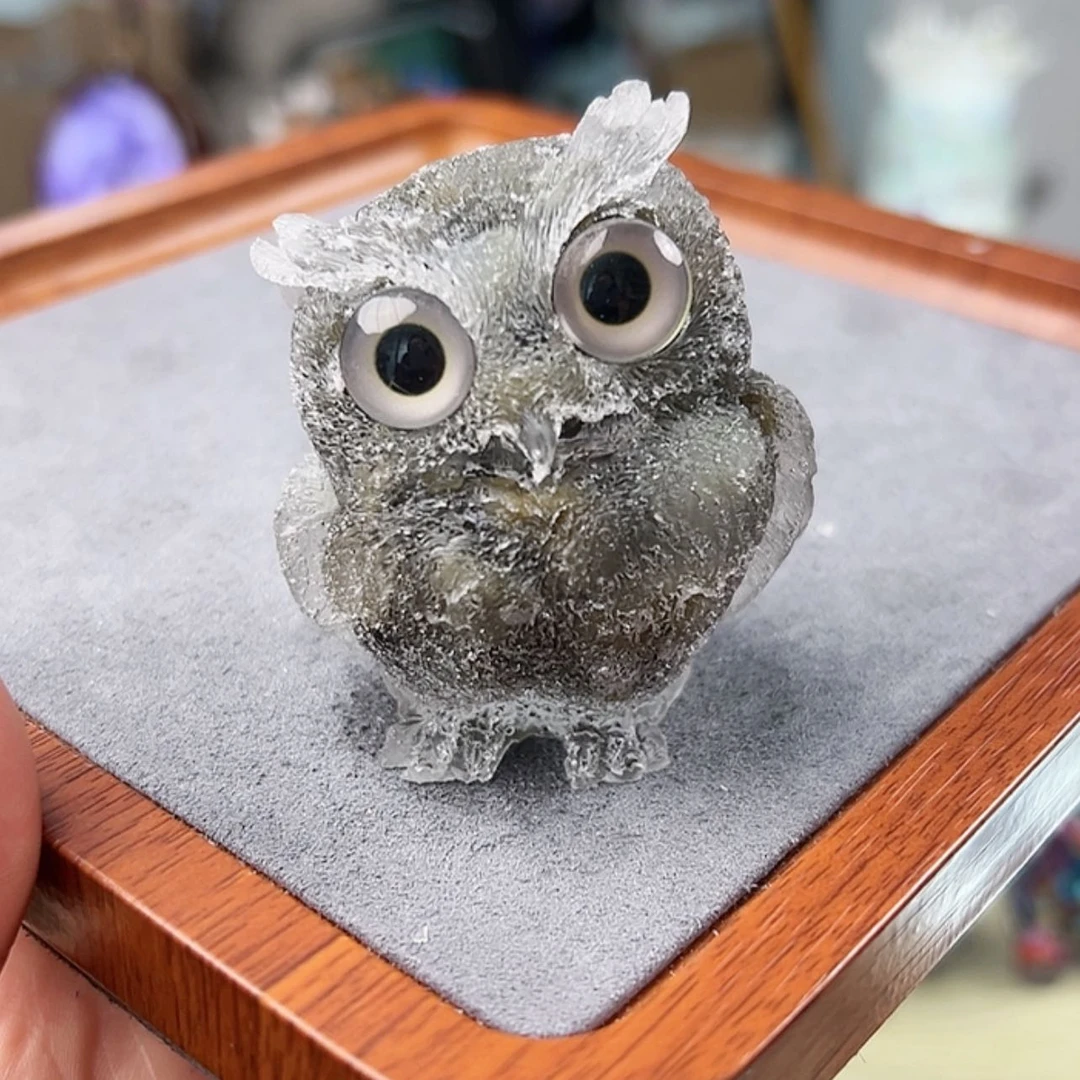 【闪购商品】水晶大型摆件（非配饰）银S925镶嵌拉长石猫头鹰