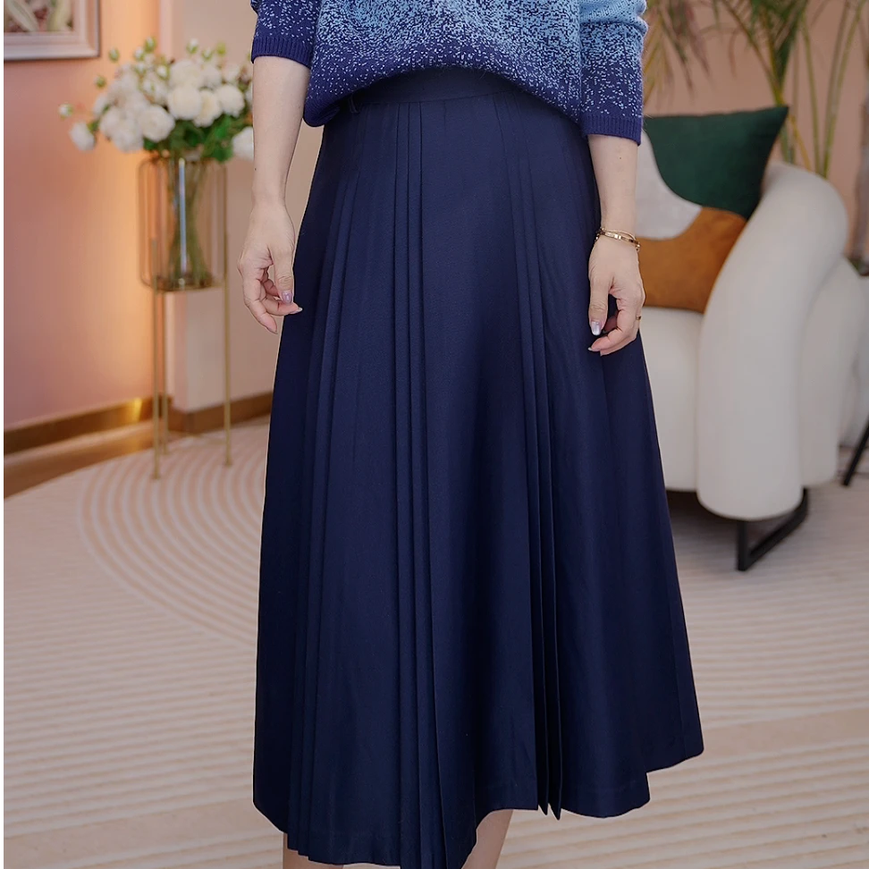 【蜜客原创】时尚初秋气质A字百褶显瘦半身裙2403B000110