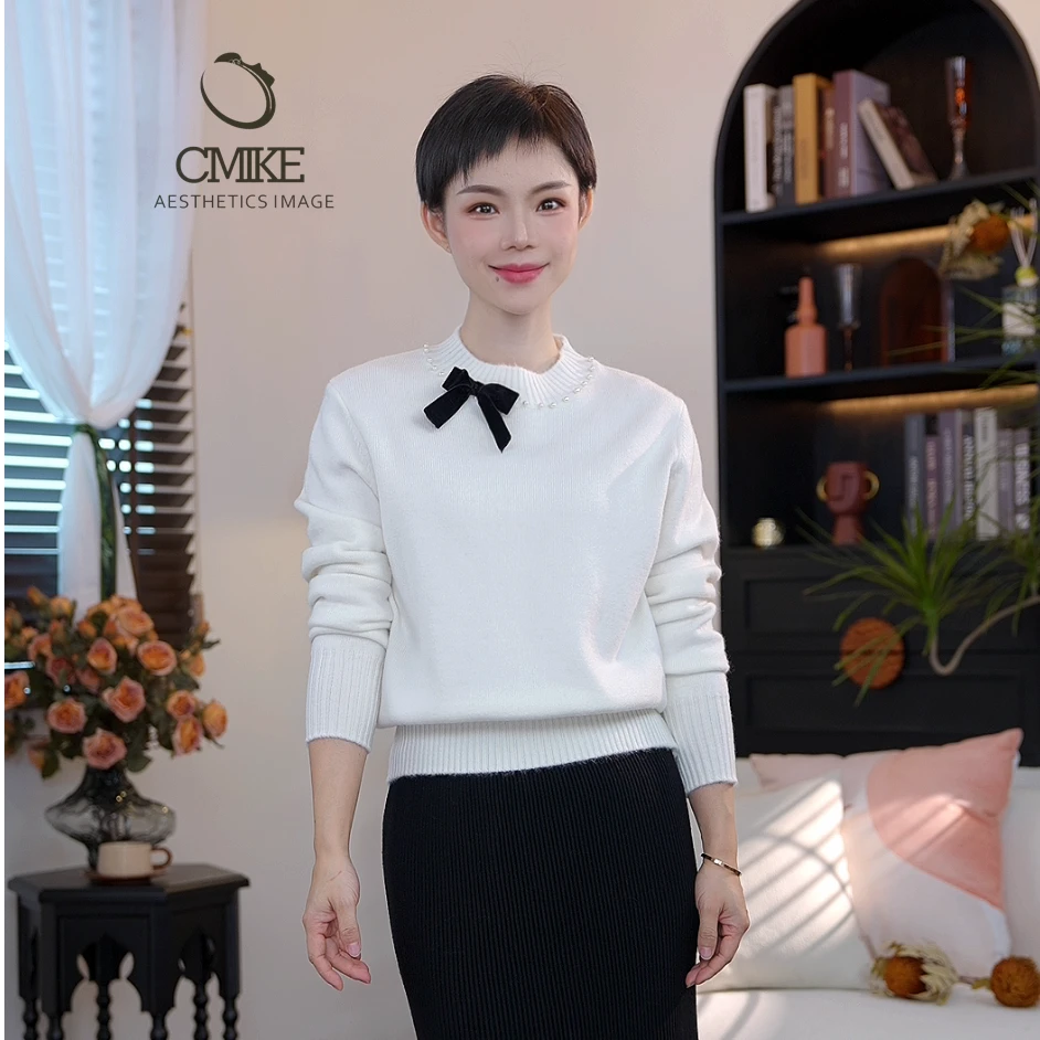 【蜜客原创】时尚秋冬百搭可内穿外搭针织圆领毛衫2404M000165