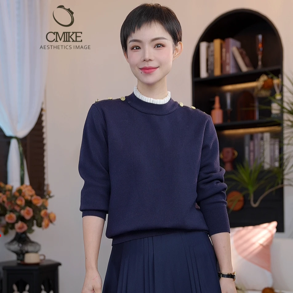 【蜜客原创】秋冬时尚气质百搭半高领保暖长袖针织毛衫2404M000160
