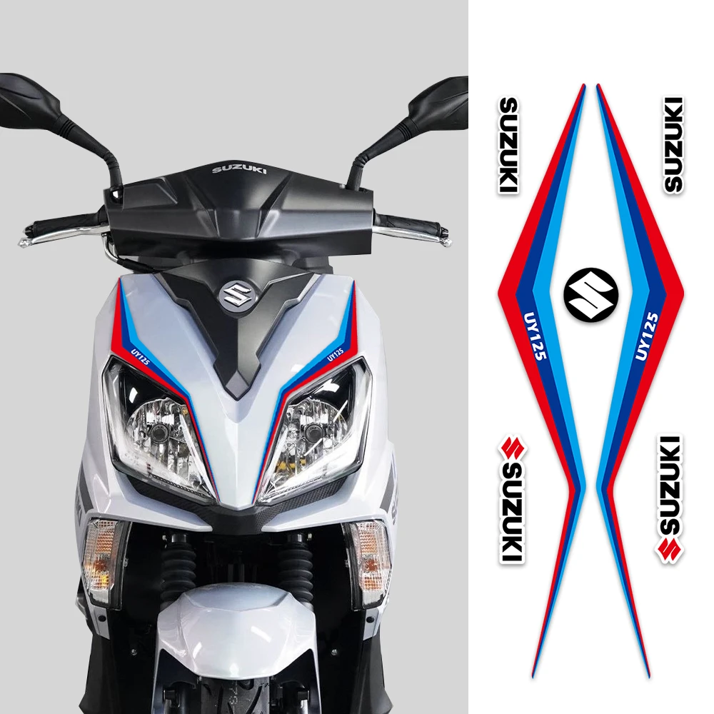 适用济南铃木UY125车头拉花UU125眼睛装饰摩托踏板车防水反光贴纸