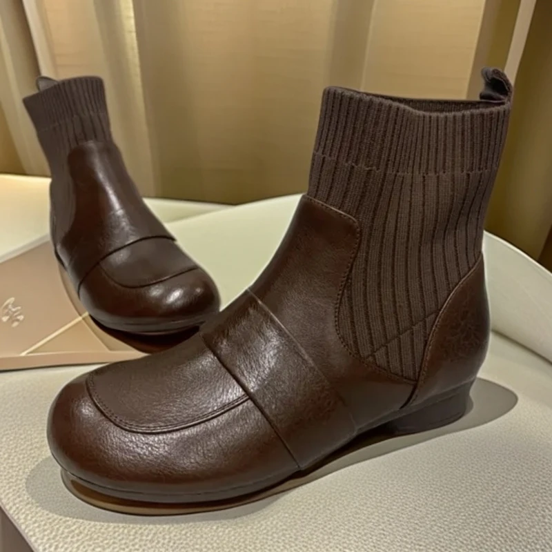 梵芮诗2024年秋冬新款圆头个性时尚简单大气舒适好穿短靴-K005